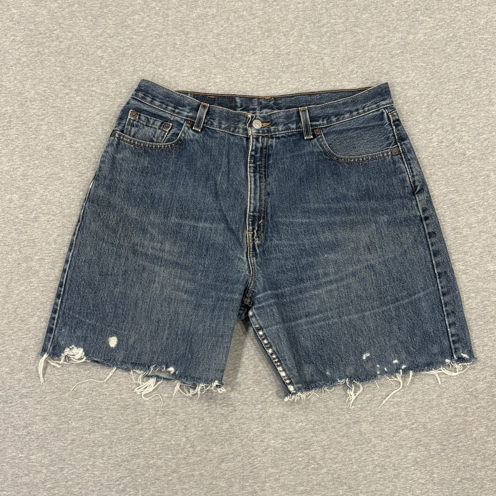 VINTAGE Levis 560 Shorts Women's Size M (33x6.5) Blue Denim Jorts Made In USA